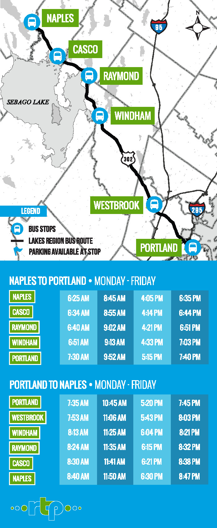 RTP Lake Region Bus Service from Naples to Portland: Schedule | Town of